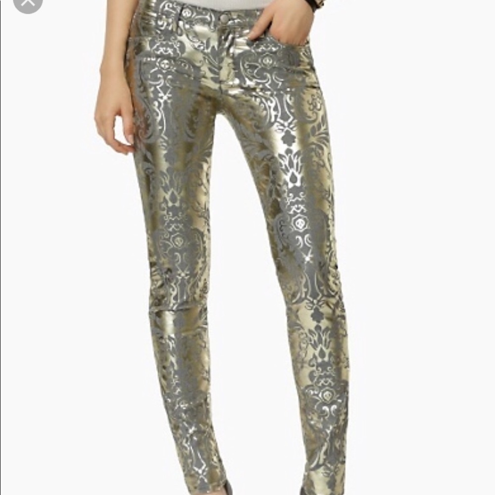 Juicy Couture metallic damask jeans